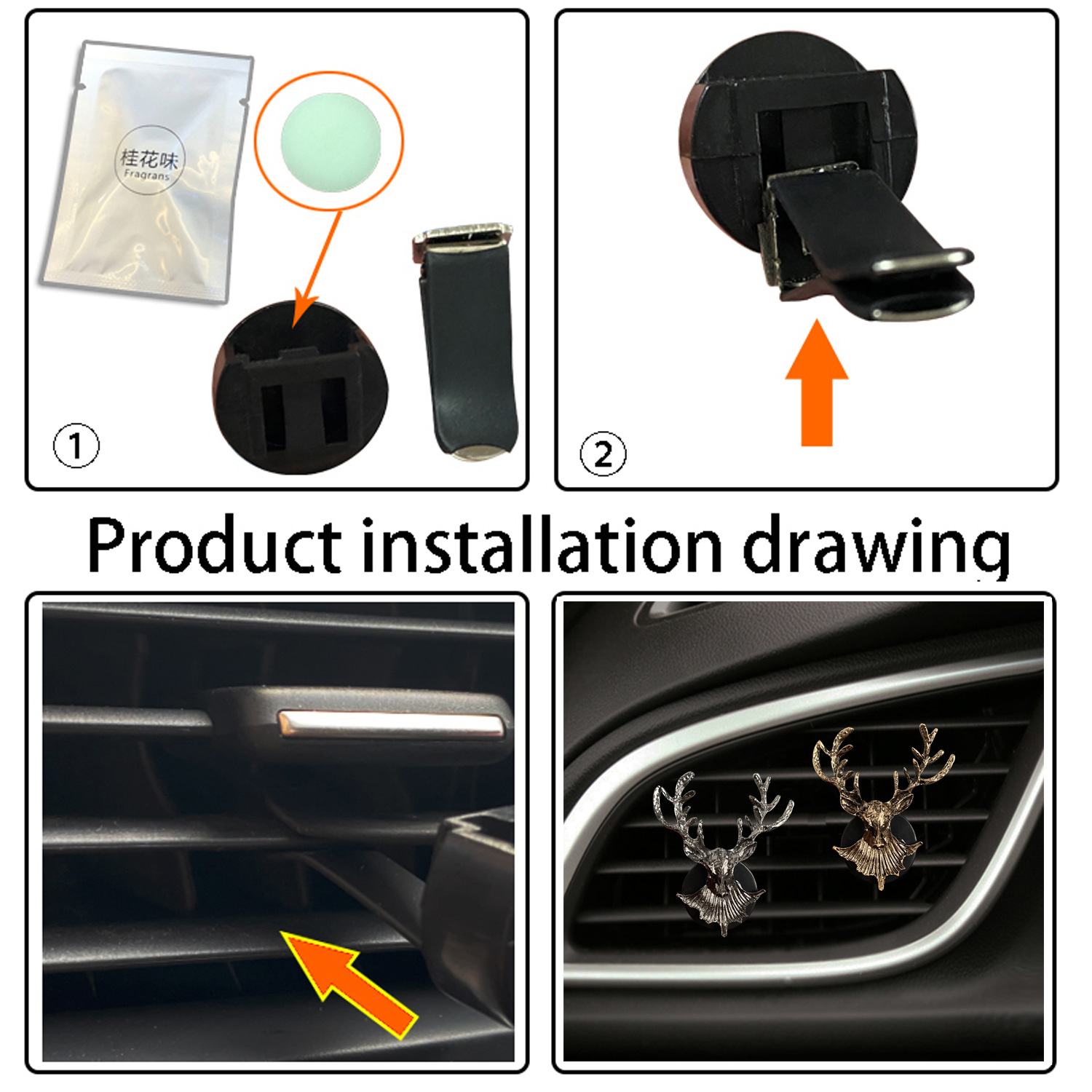Deer Design Car Fragrance Vent - Perfume Fragrance Good avaliação e preço